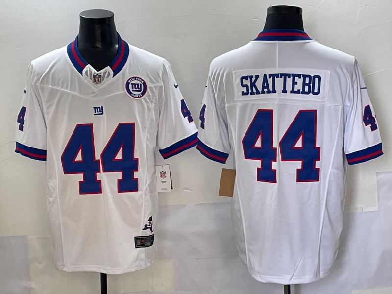 Men 2025 New York Giants #44 Skattebo White Throwback Three generations Nike Limited NFL Jersey style 17->new york giants->NFL Jersey